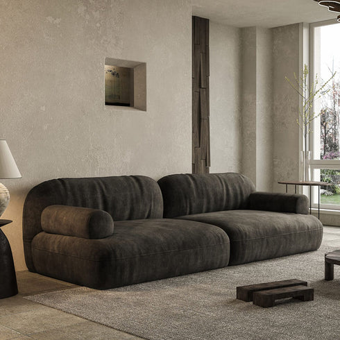 Mason Charcoal Black Suede Fabric 3 Seater Sofa 2 Piece Couch